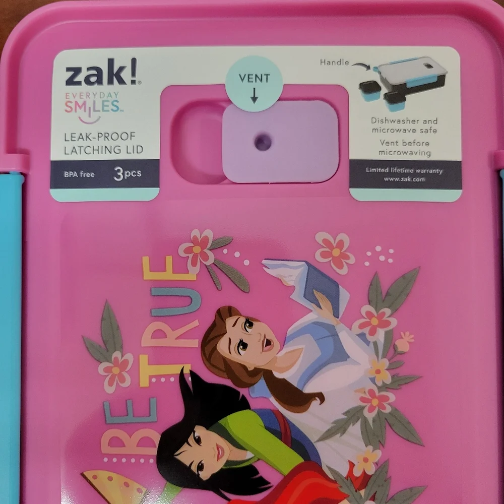 Disney Zak! Lavender Storage Vented Kids Food Box Set Of 2 Nwt